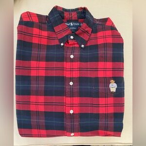 Ralph Lauren Vintage 90’s Blake Check Plaid Polo Bear Logo Pocket Shirt XL